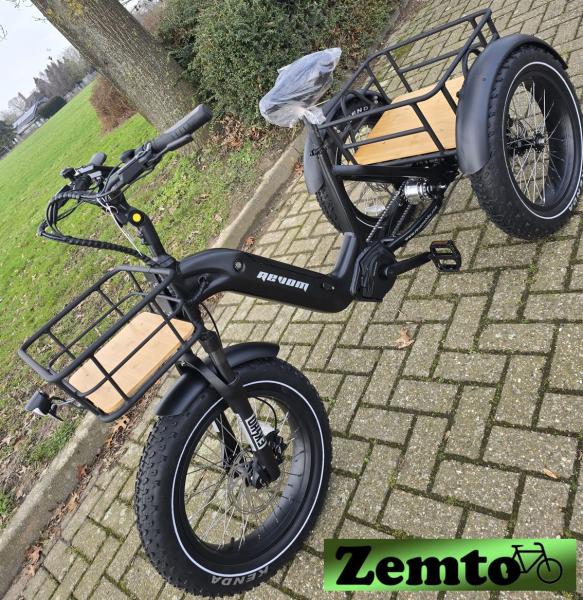 Elektro Dreirad Zemto-Revom Trike T3, Mittelmotor schwarz, dicke Reifen